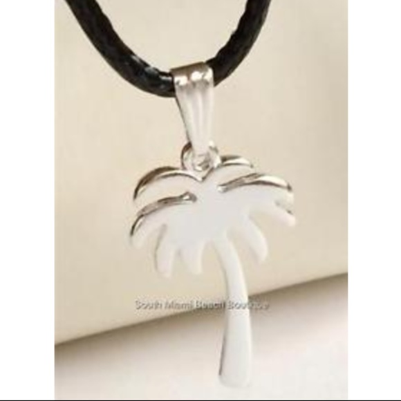 Silver Coconut Palm Tree Necklace Island 17-19" - Picture 4 of 8